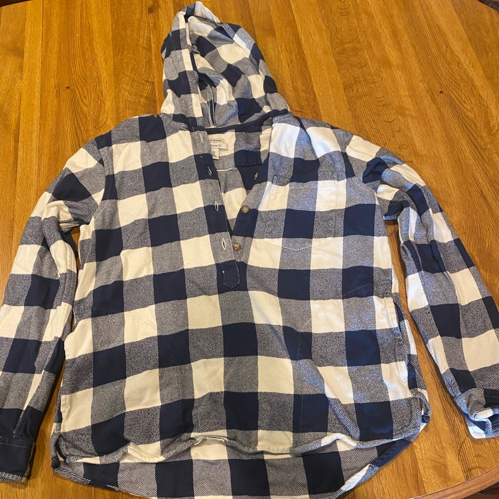 L.L. Bean Navy and White Plaid Shirt